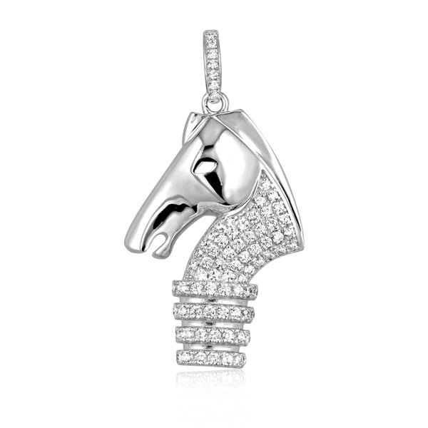 Stříbrný přívěsek s bílými zirkony Swarovski Elements Crystals Horseman