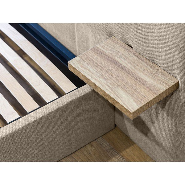 Beeži värvi polsterdatud kaheinimese voodi, millel on riiulid 160x200 cm ja hoiuruumid Blandine - Bobochic Paris-image-4