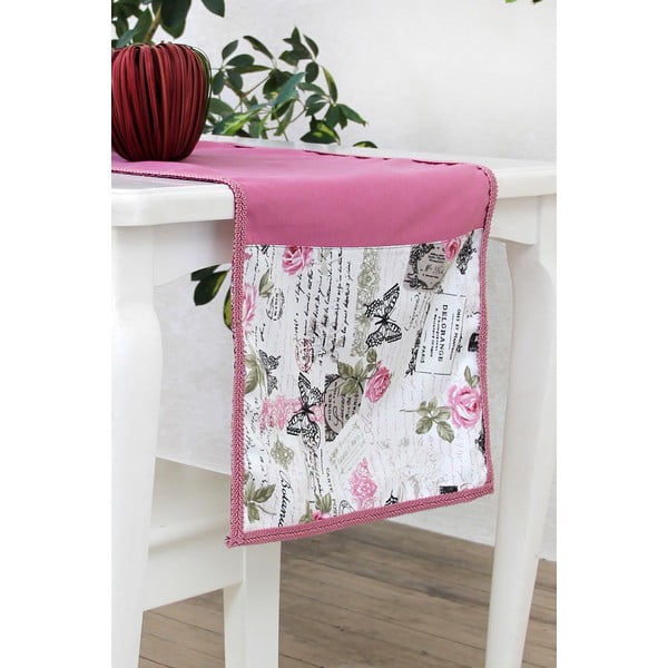 Běhoun na stůl Mode, 40x150 cm, růžové květinky