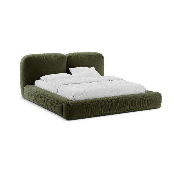 Roheline polsterdatud kaheinimesevoodi koos panipaiga ja voodipõhjaga 160x200 cm Martina - Micadoni