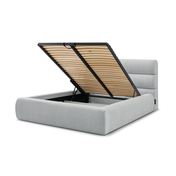 Helehall polsterdatud kaheinimesevoodi koos voodipõhjaga 180x200 cm Jagna - Bobochic Paris-image-4