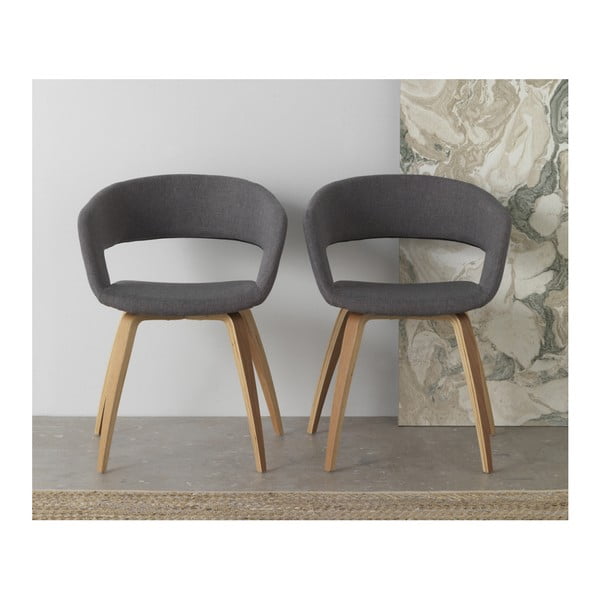 Sada 4 dřevěných jídelních židlí s šedým polstrováním Geese-image-2