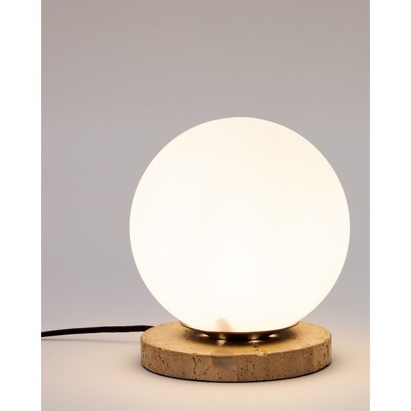 Valge klaasist varjuga laualamp (kõrgus 22 cm) Malachi - Kave Home-image-3