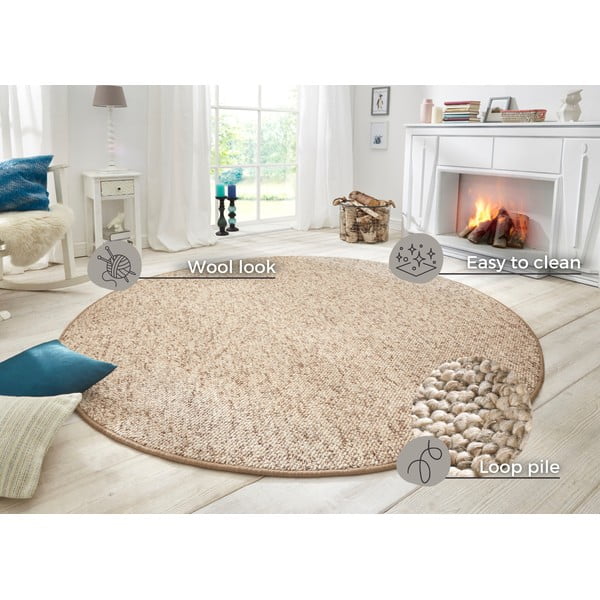 Helepruun ümmargune vaip ø 200 cm Wolly – BT Carpet-image-4