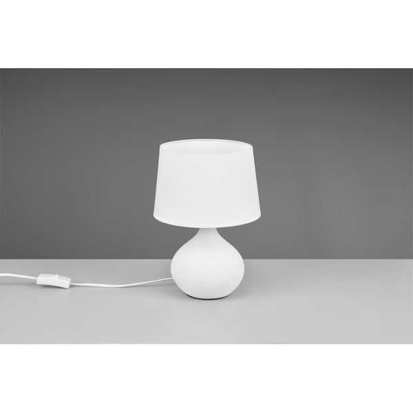 Valge keraamiline ja riidest laualamp , kõrgus 29 cm Martin - Reality-image-3