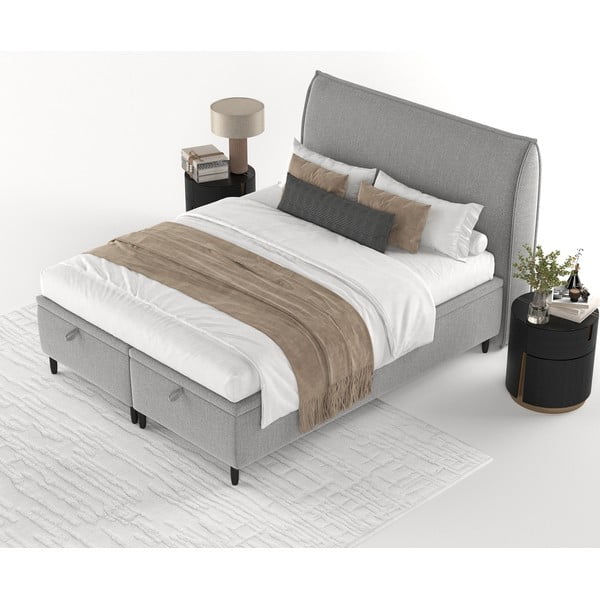 Helehall polsterdatud kaheinimesevoodi koos panipaigaga 180x200 cm Pearl - Maison de Rêve-image-3