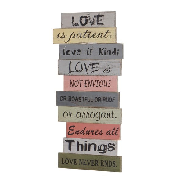 Dřevěná nástěnná dekorace Mendler Shabby Love Is Patient