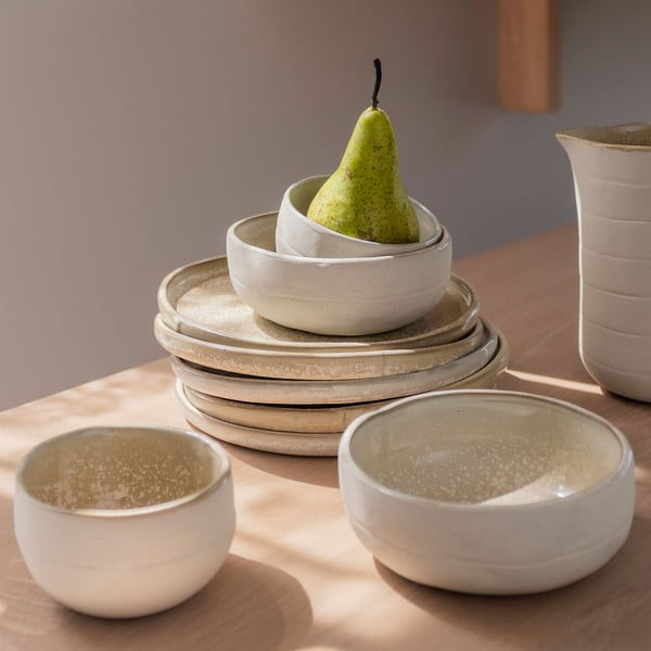 Valge-beeži värvi kausid 2 tk komplektis kivist ø 10 cm Sand Grain - Mette Ditmer Denmark-image-1