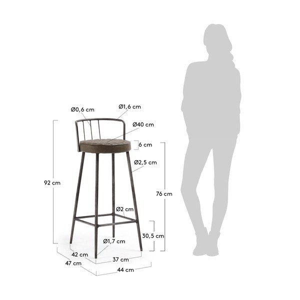 Pruun baaritooli, kõrgus 92 cm Tiva - Kave Home-image-4