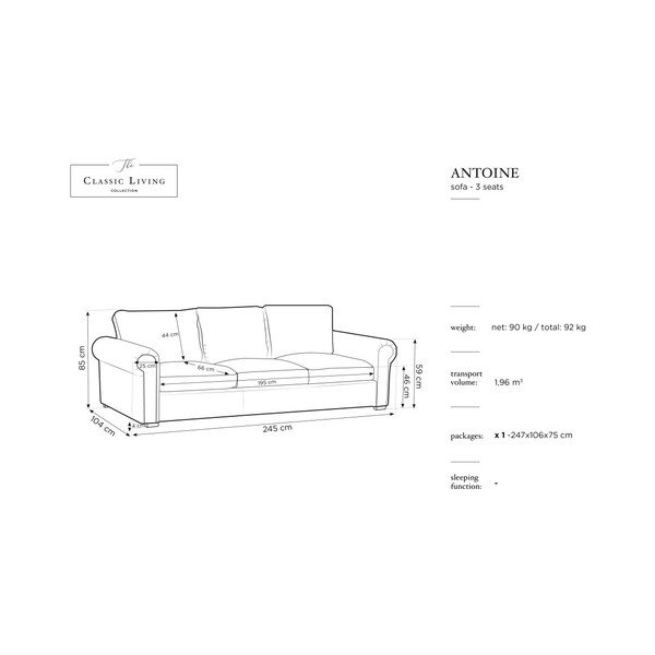 Šedá pohovka Windsor & Co Sofas Hermes, 245 cm-image-1