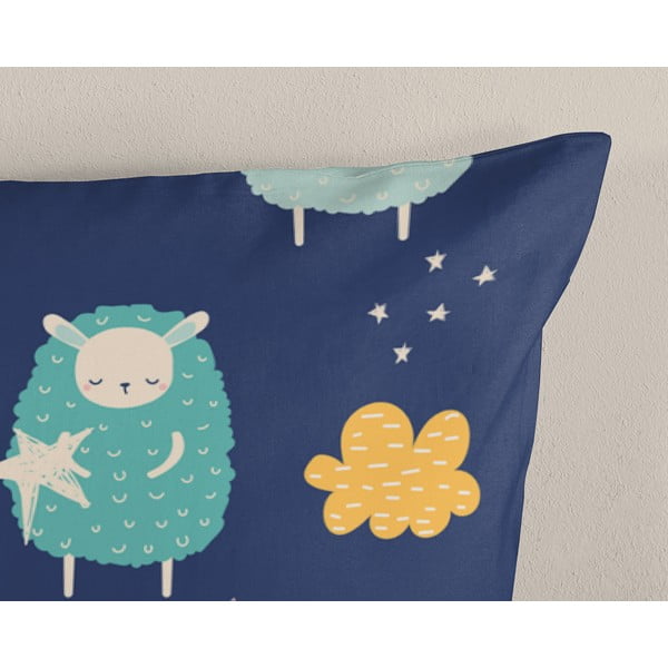Sinine puuvillane laste pikendatud voodipesu üheinimesevoodile 140x220 cm Sheep - Good Morning-image-3