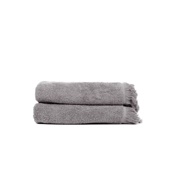 Sada 2 šedých bavlněných ručníků Casa Di Bassi Soft, 50x90 cm