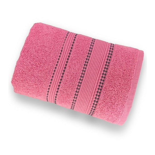 Korálově růžový ručník ze 100% bavlny Marie Lou Remix, 140 x 70 cm