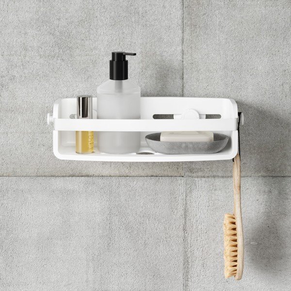 Valge isekandev plastikust vannitoa riiul Flex - Umbra-image-3