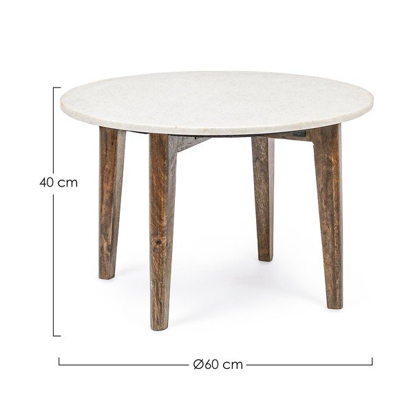Valge-naturaalne ümmargune marmorplaadiga diivanilaud, ø 60 cm Sylvester – Bizzotto-image-4