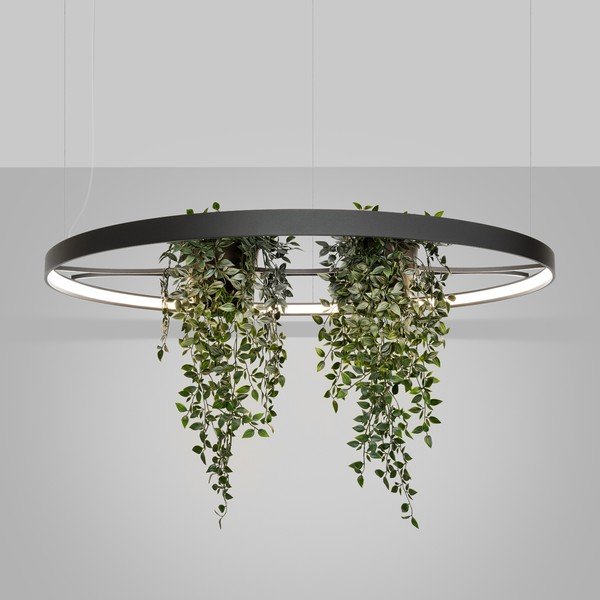 Must alumiiniumist LED-ripplamp ø 110 cm RIO - Thoro-image-1