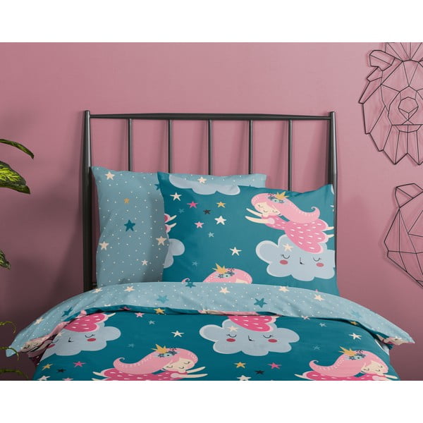 Petrooleumivärvi puuvillane laste voodipesu 120x150 cm Princesse - Good Morning-image-2