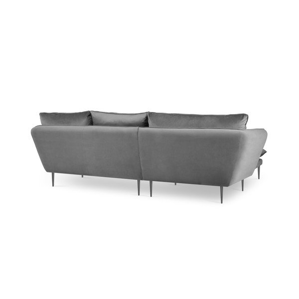 Světle šedá sametová rohová pohovka Mazzini Sofas Acacia, levý roh-image-4