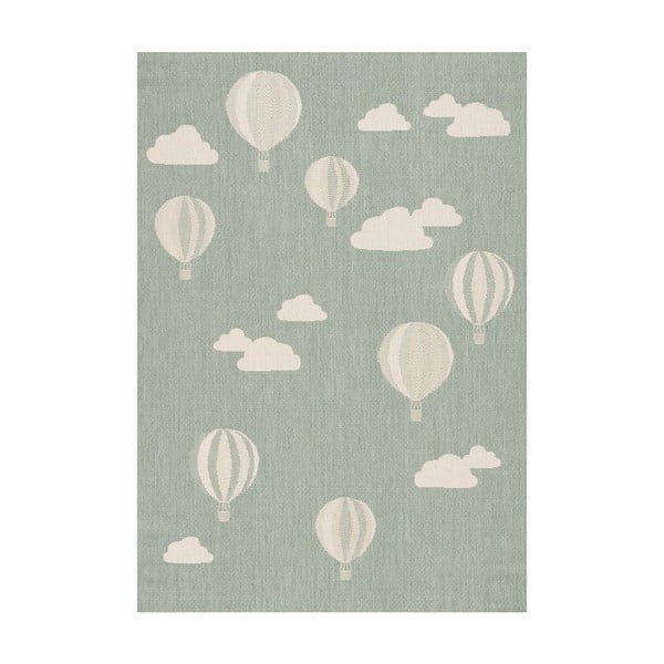 Roheline antiallergeenne lastevaip 170x120 cm Balloons and Clouds - Yellow Tipi
