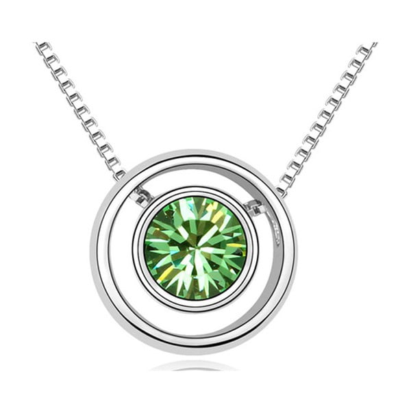 Náhrdelník se zeleným krystalem Swarovski Elements Crystals a bílým zlatem Perfection Mint