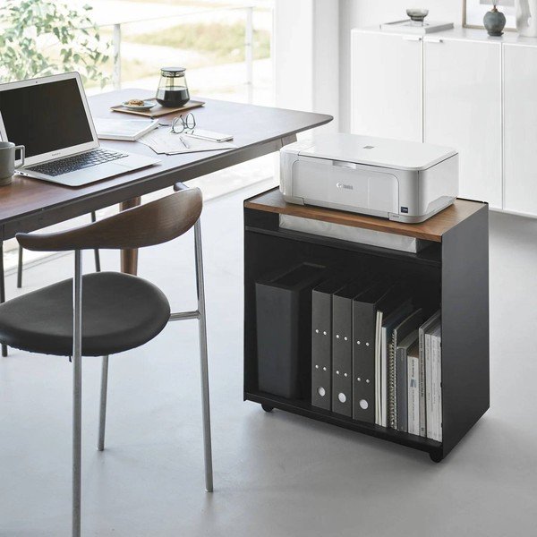Must metallist mobiilne riiul 60x59x35 cm Tower - YAMAZAKI-image-4