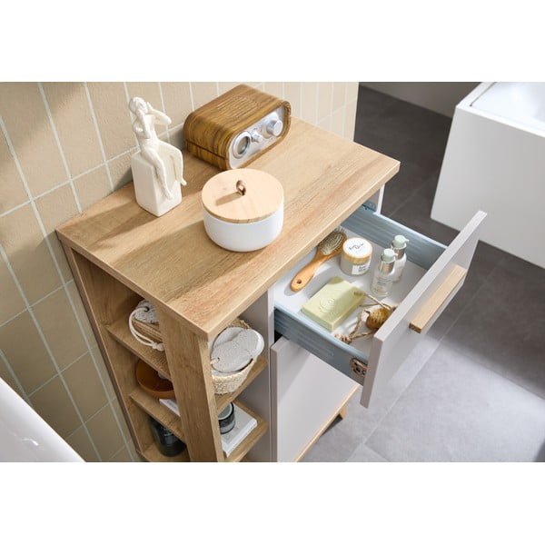 Kreemi tammespoonist madal vannitoakapp 50,5x89,5 cm Quickset 966 - Pelipal-image-3