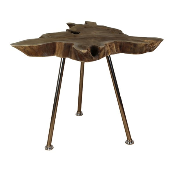 Odkládací stolek s deskou z neopracovaného teakového dřeva HSM collection Stain, ⌀ 80 cm