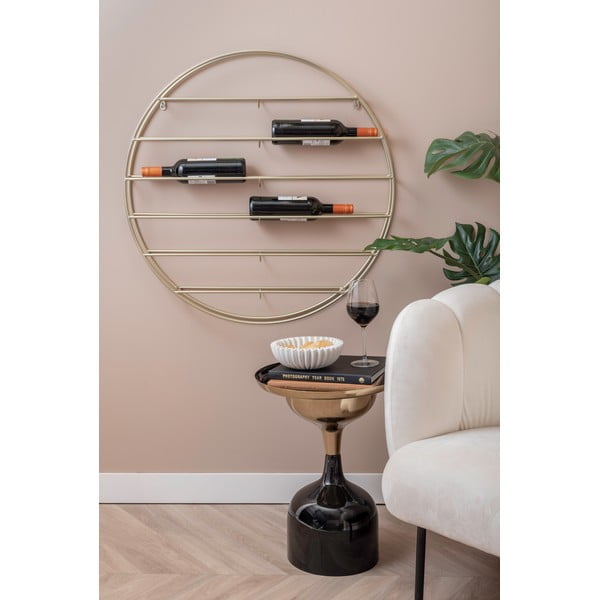 Kuldne metallist seinale paigaldatav veiniriiul, pudelite arv 12 80x80x9 cm Redondo - PT LIVING-image-1