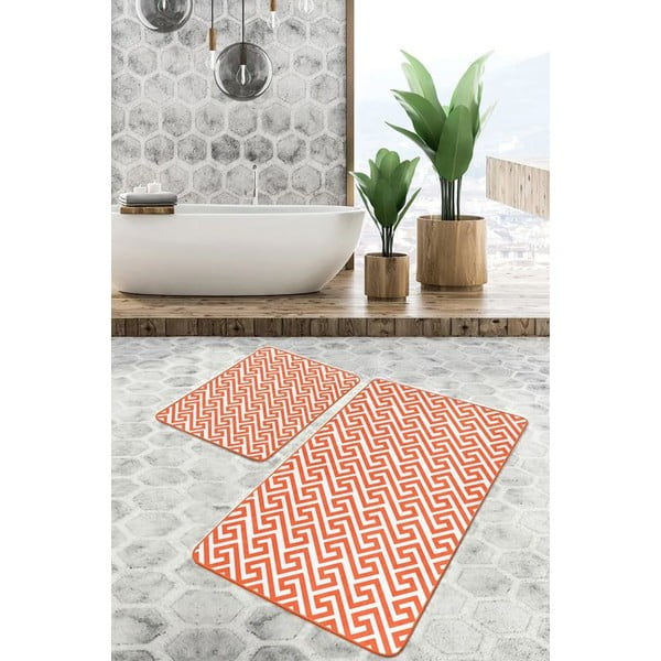 Oranžid sametist vannitoamatid 2tk komplektis 60x100 cm - Mila Home-image-3