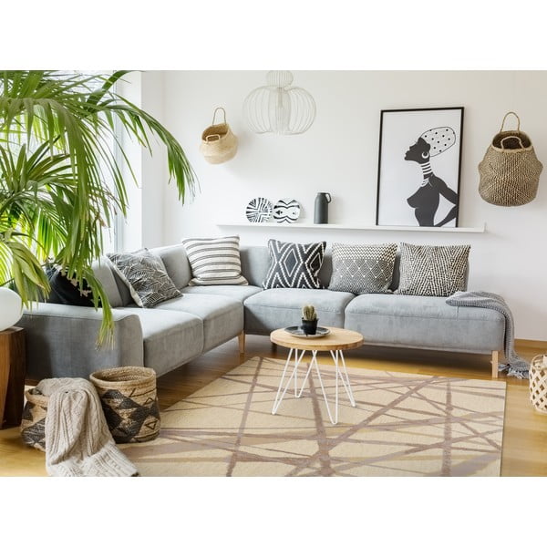 Beež villane vaip 100x180 cm Sticks - Agnella-image-1