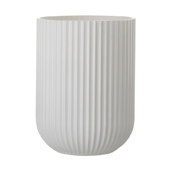 Bílá skleněná váza J-Line Ribbed, výška 23,5 cm