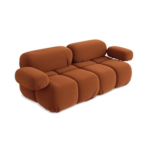 Oranž sametist moodulsofa 190 cm Lokua - Makamii-image-1