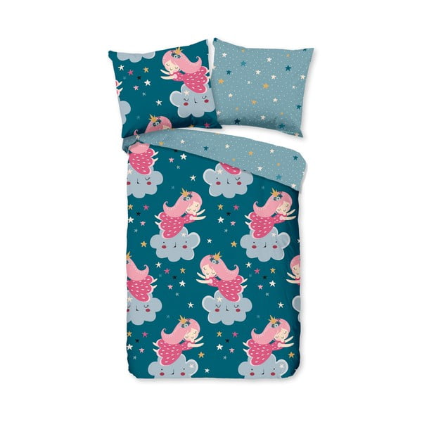 Petrooleumivärvi puuvillane laste voodipesu 120x150 cm Princesse - Good Morning