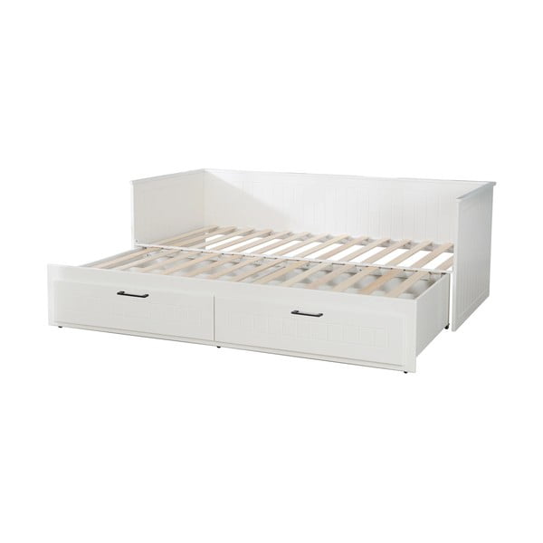 Valge lastevoodi väljatõmmatava pikenduse ja panipaigaga 90/180x200 cm Sylt - Roba-image-2