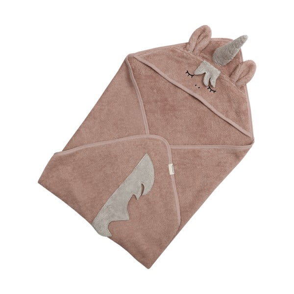 Roosa puuvillane beebirätik koos kapuutsiga 75x75 cm Unicorn - Kindsgut-image-3