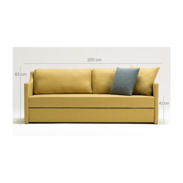 Žlutá trojmístná rozkládací pohovka Balcab Home Doty-image-4
