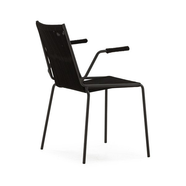 Mustad metallist söögitoolid käetugedega/virnastatavad, 2 tk komplektis Emily - Marckeric-image-4