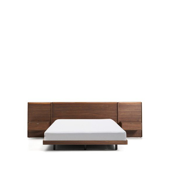 Pruun kasepuidust kaheinimesevoodi voodipõhjaga 160x200 cm Norlen - Kave Home-image-3