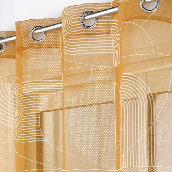 Kollane voile kardin 140x280 cm Esquisse - douceur d'intérieur-image-1