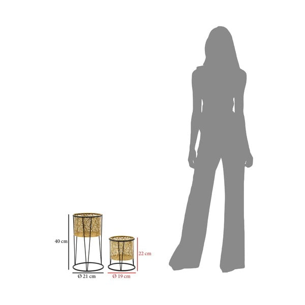 2 kuldse poti statiivi komplekt, kõrgus 40 cm Leavy - Mauro Ferretti-image-2