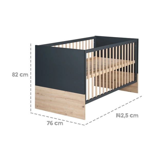 Tumehall-puiduvärvi võrevoodi 70x140 cm Lenn - Roba-image-2