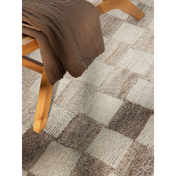 Kreemikas käsitsi kootud villane vaip 80x150 cm Boho 1.0 Quadra - Vikosa-image-3