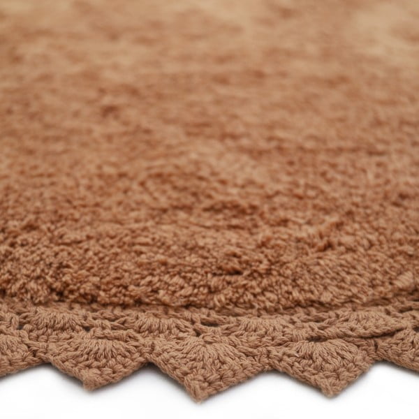 Tellisevärvi käsitsi kootud puuvillane ümmargune pestav vaip ø 110 cm Perla Toffee - Nattiot-image-4