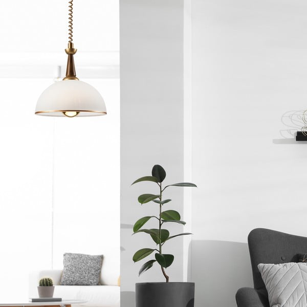 Kuldne-rumepruun rippvalgusti klaasist varjuga ø 30 cm Ciara - LAMKUR-image-2