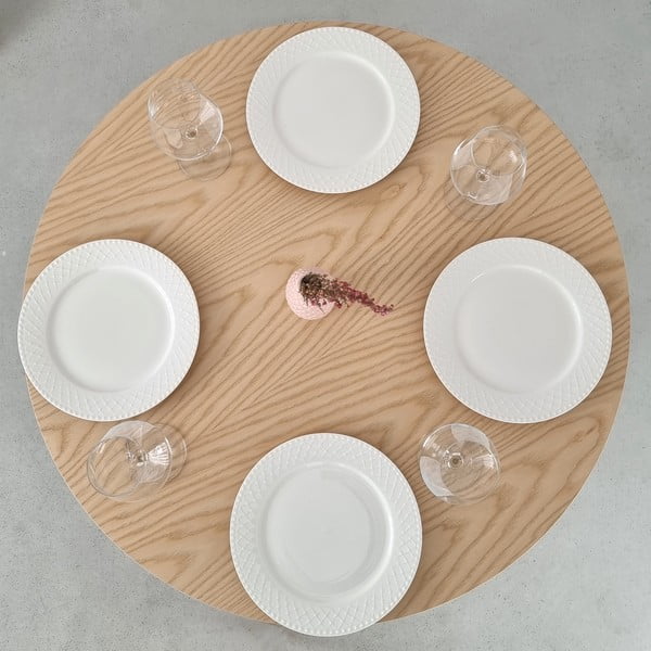 Ümmargune söögilaud saarespoonist lauaplaadiga ø 90 cm Jubi - Ragaba-image-2