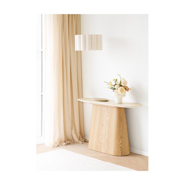 Kreemikas/naturaalne konsoollaud kivist pealispinnaga 40x130 cm Larvik - House Nordic-image-1