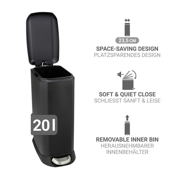 Matt must terasest prügikast 20 l Design - Wenko-image-4