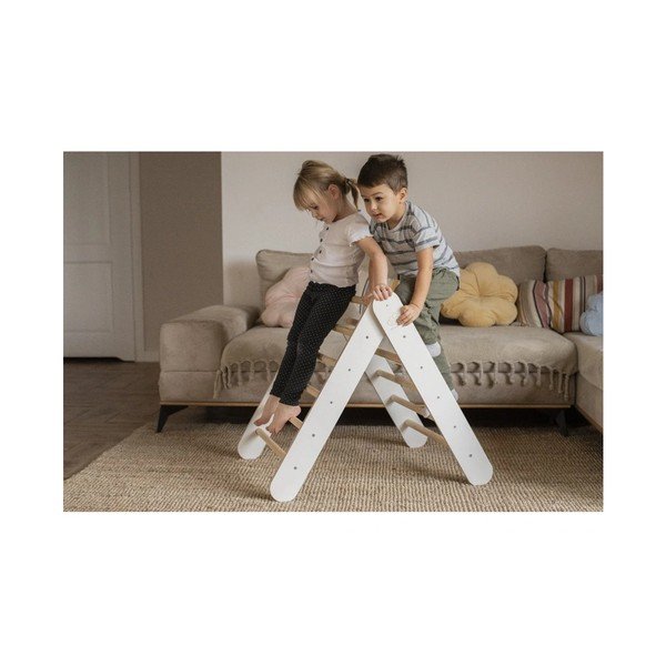 Valge männipuidust laste ronimisredel 60x60x60 cm Montessori - Meowbaby-image-2