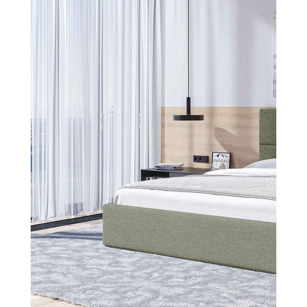 Roheline polsterdatud kaheinimesevoodi koos voodipõhja ja panipaigaga 160x200cm Bufo - MESONICA-image-4