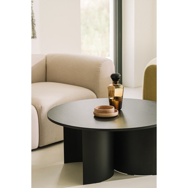 Must ümmargune kohvilaud saarepuidust pealispinnaga, ø 95 cm Gavo - noo.ma-image-3